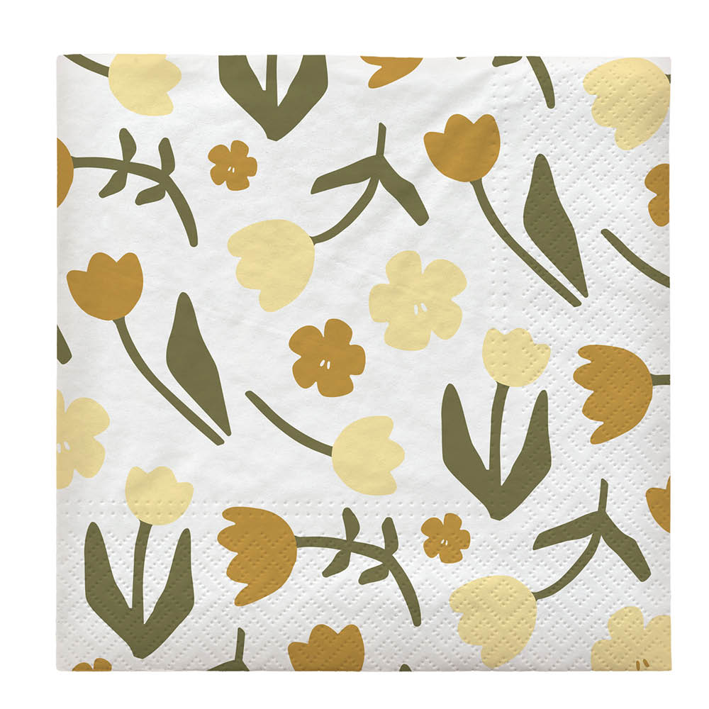 Broste Copenhagen - Rosita Servetti 33x33 cm Valkoinen/Keltainen