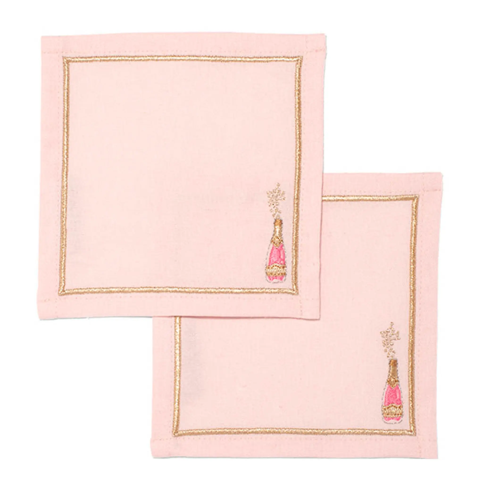 Vondels Cocktail Club glasunderlägg Flaska 14x14 cm 2-pack rosa
