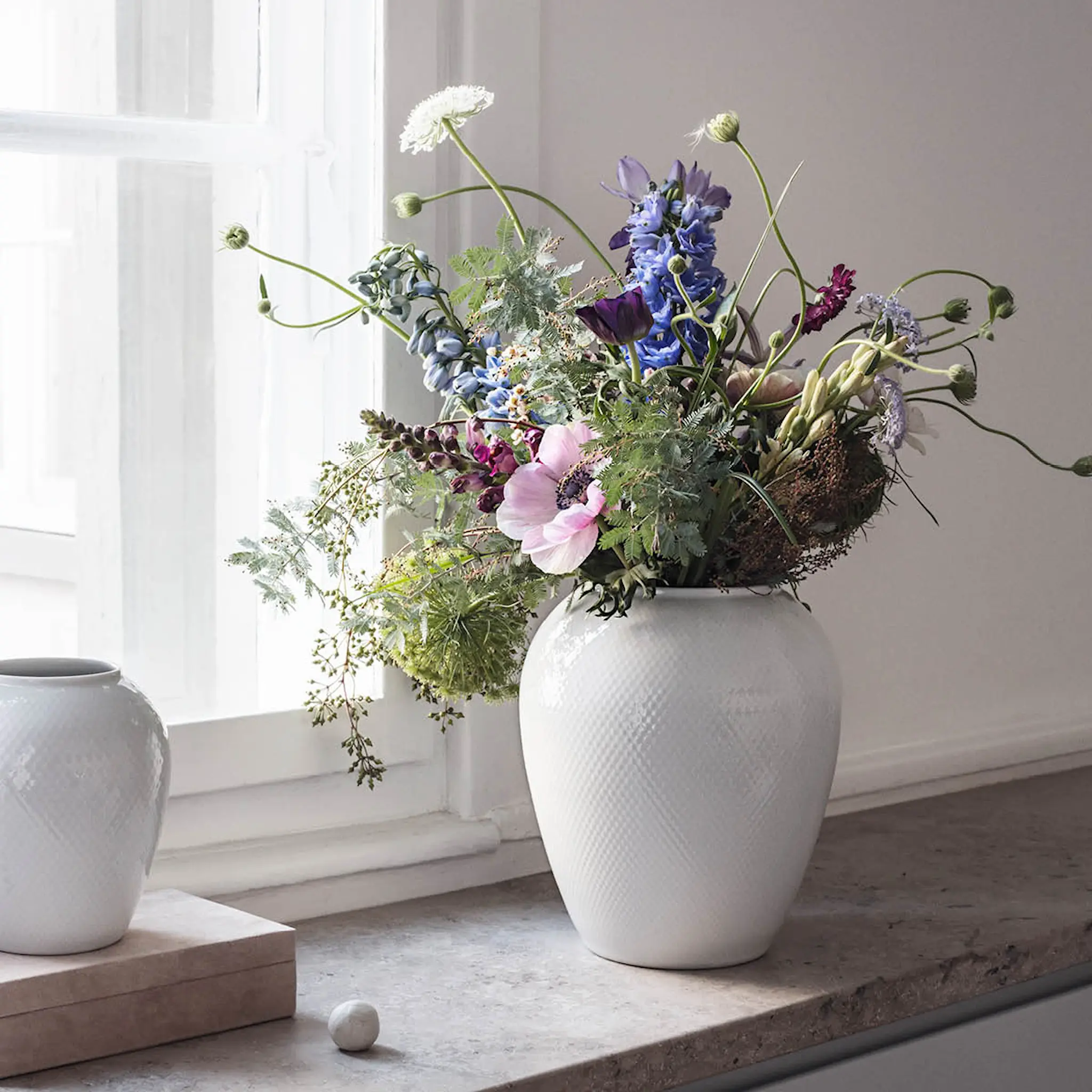 Lyngby Porcelæn Rhombe Vas 25 cm Porslin Vit