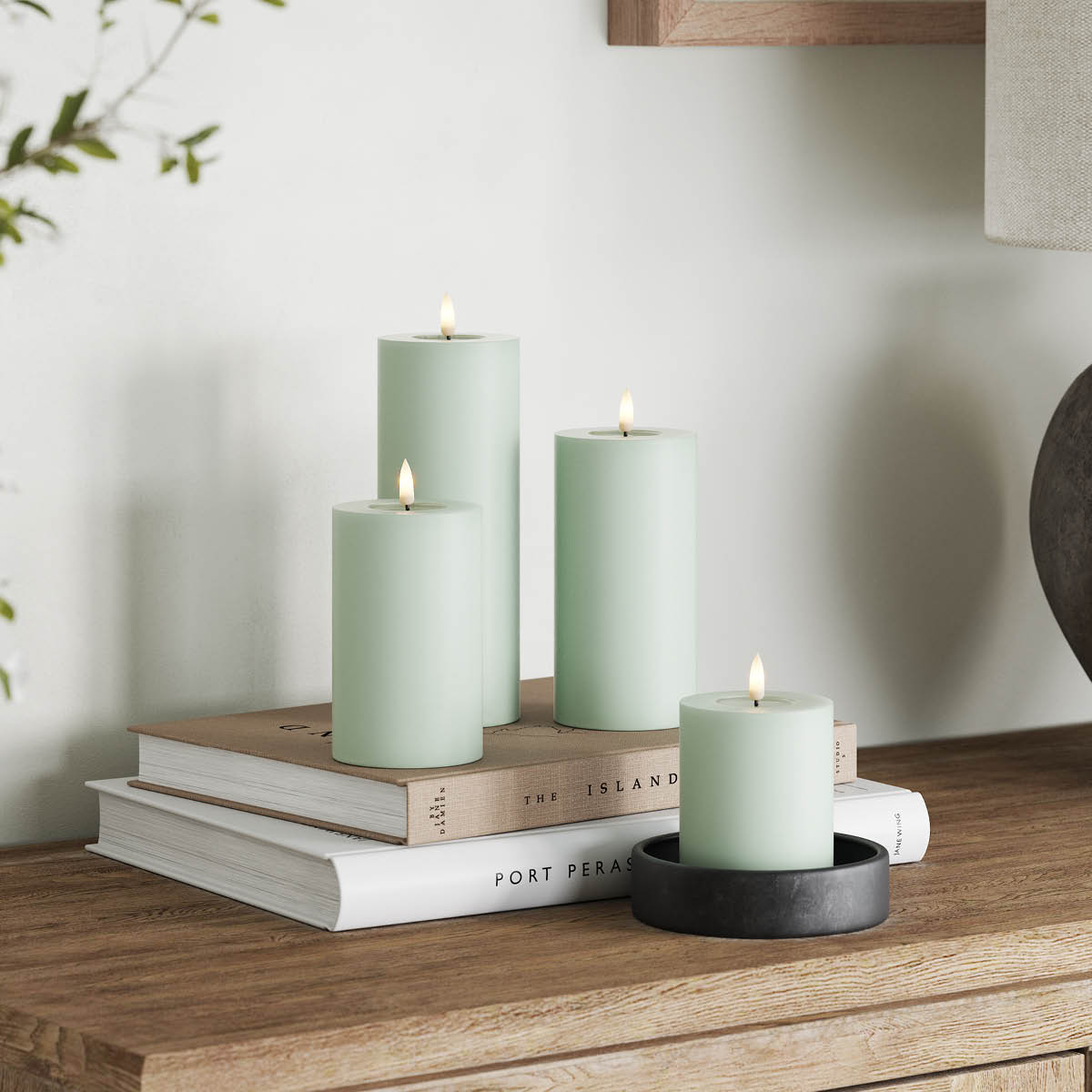 DeluxeHomeart LED kubbelys 7,5 x 10 cm salvie grønn