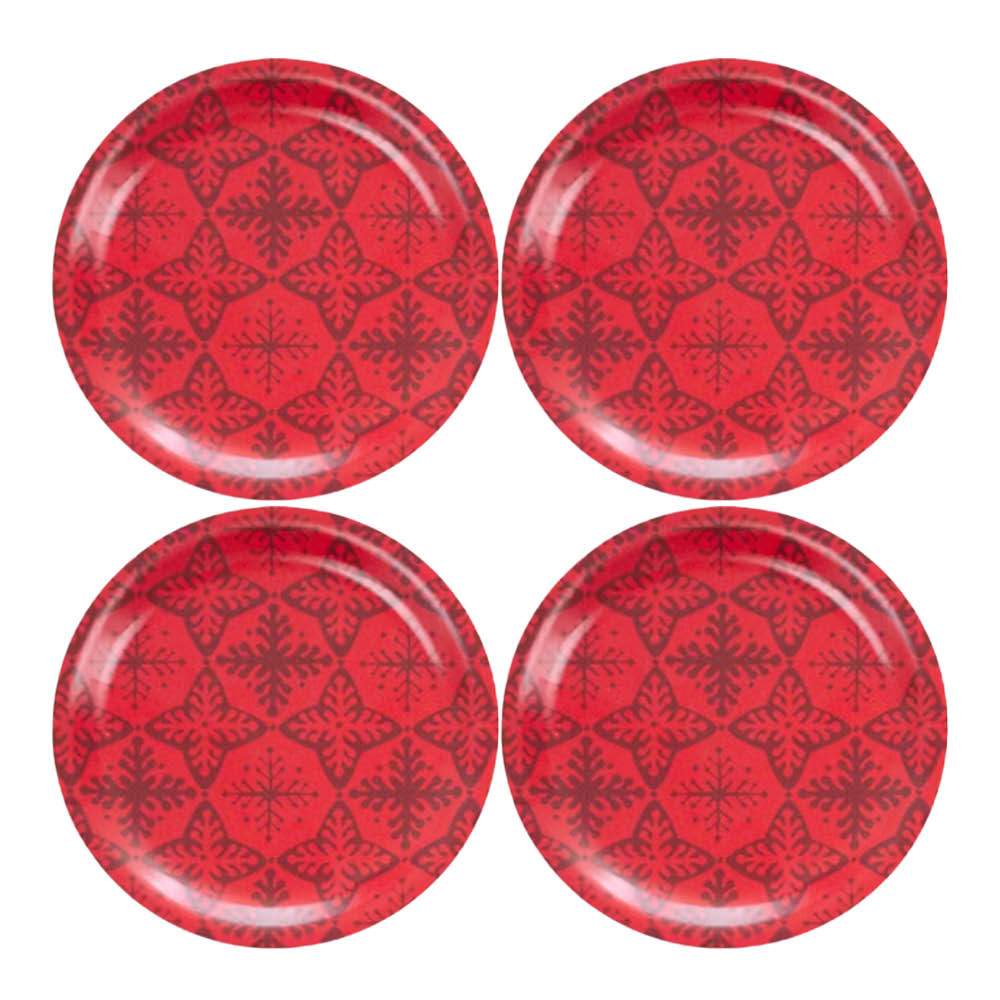 Rotor Design Glasunderlägg 11 cm 4-pack snöstjärna röd