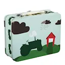 Traktor och lada blågrön