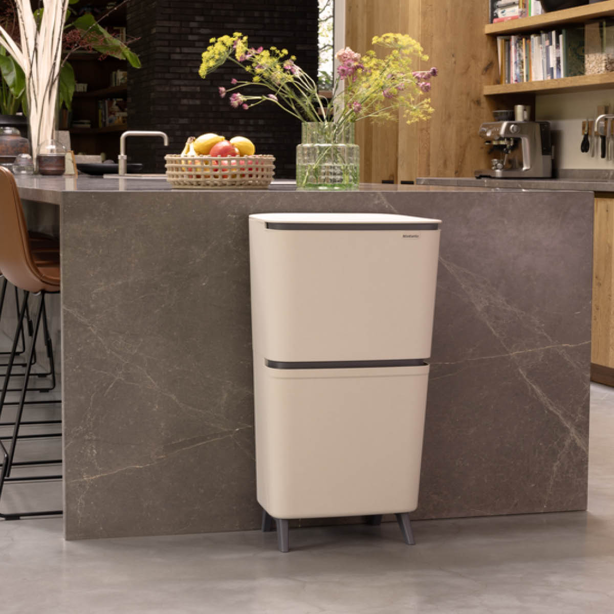 Brabantia SortUp källsorteringskärl hög 20+25 L soft beige