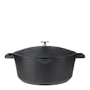 Cast Aluminium oval gryta med självösande lock och sil 6 L svart