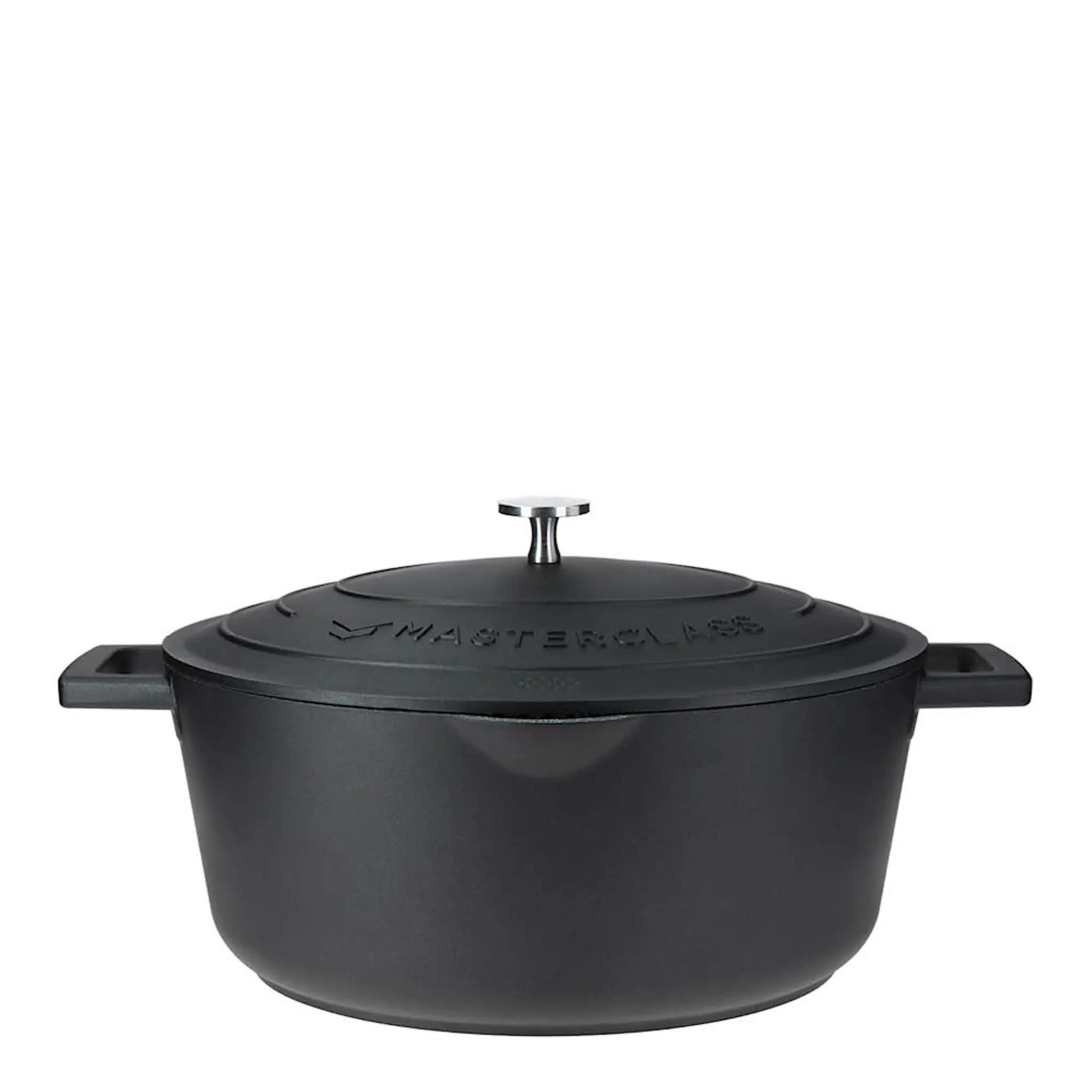 MasterClass Cast Aluminium oval gryta med självösande lock och sil 6 L svart