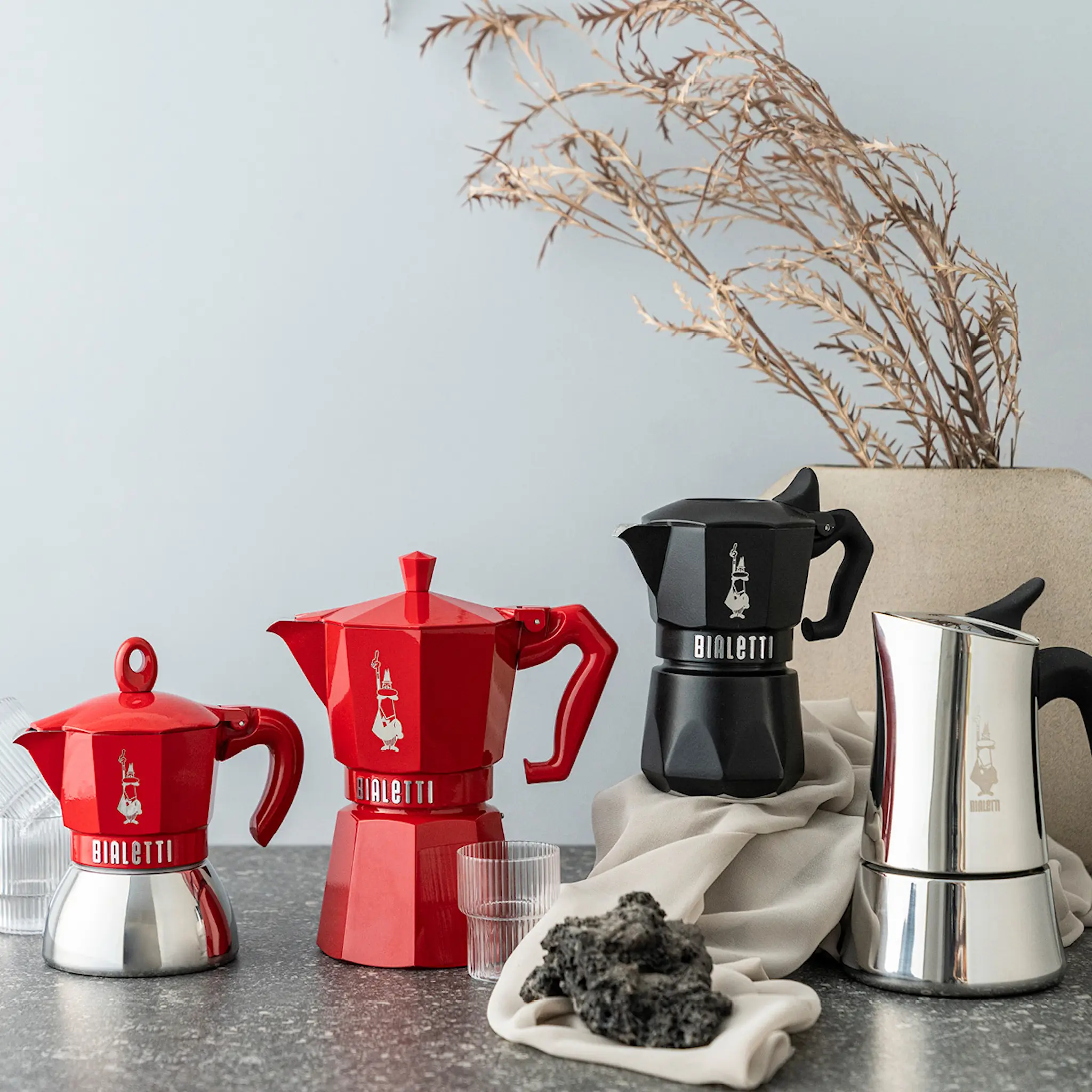 Bialetti Exclusive mokabryggare 3-koppar 13 cl röd