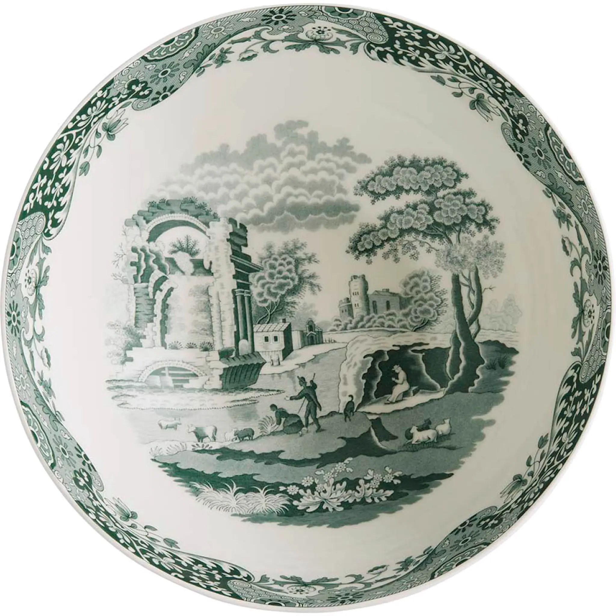 Spode Heritage Green Italian serveringsskål 4,4 L grön/vit