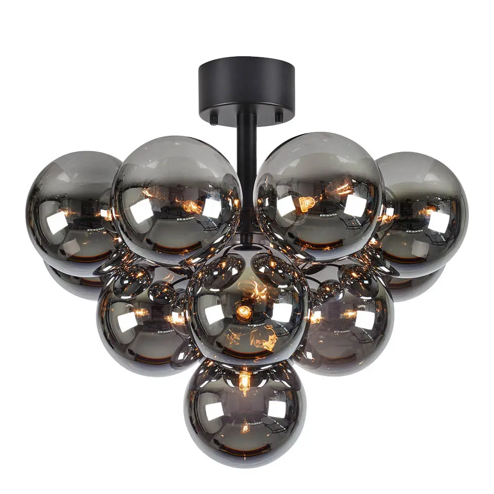 Merlot plafond taklampe 13 lys matt svart/smoke