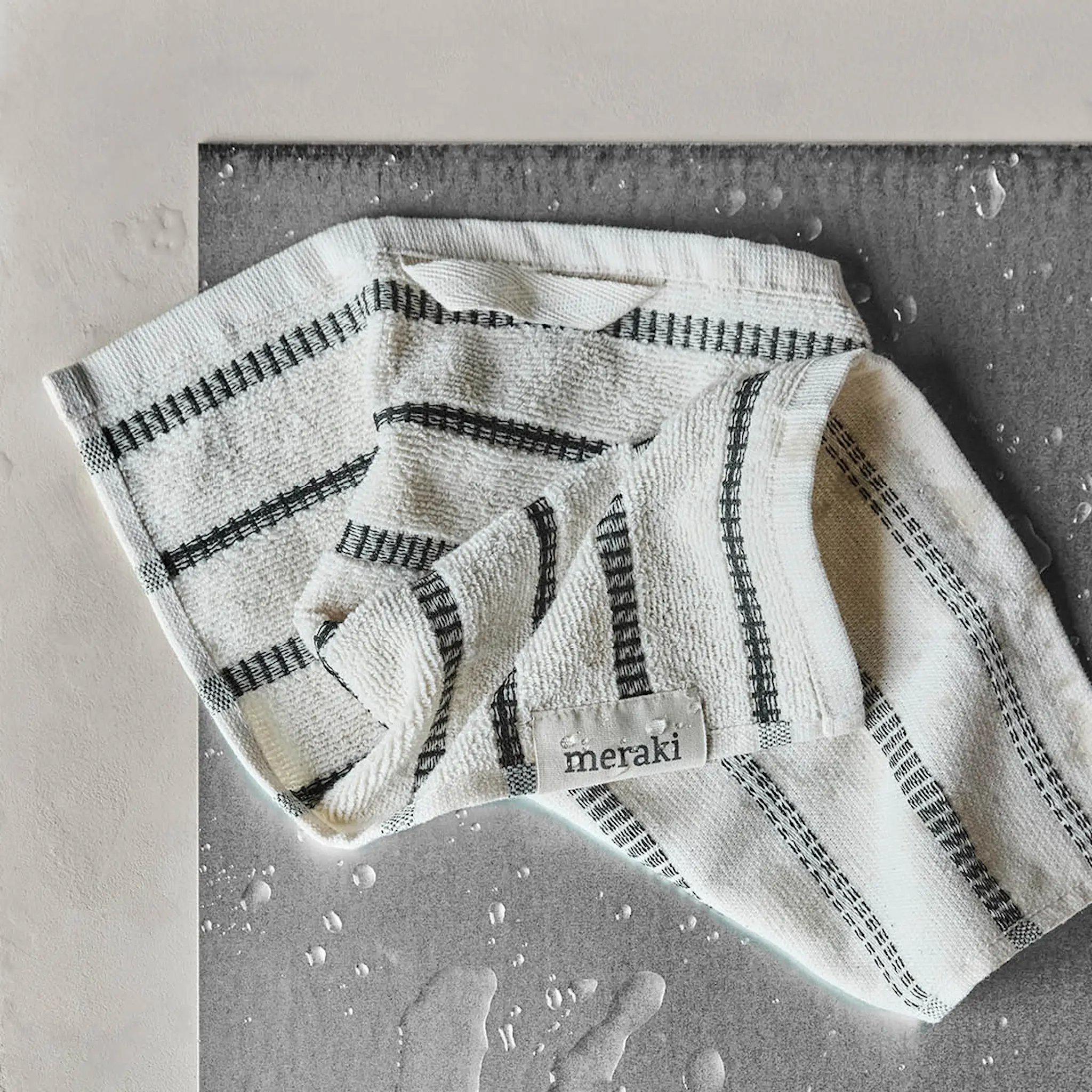 Meraki Tvättlapp 30x30 cm 3-pack offwhite/svart