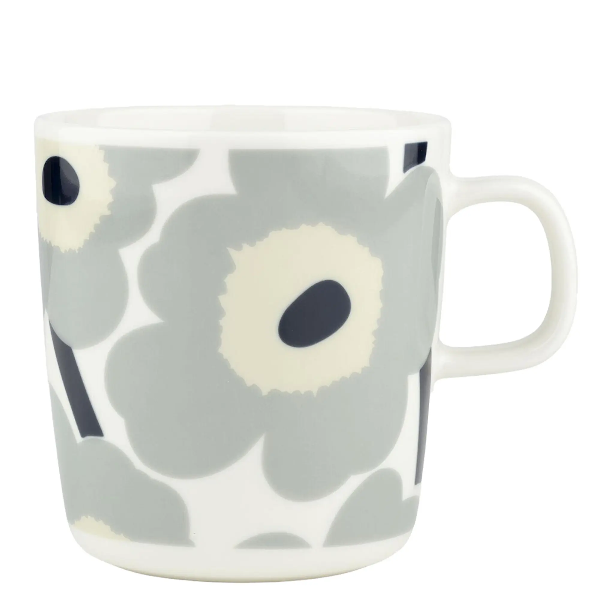 Marimekko Oiva unikko mugg 40 cl vit/grå/sand/mörkblå