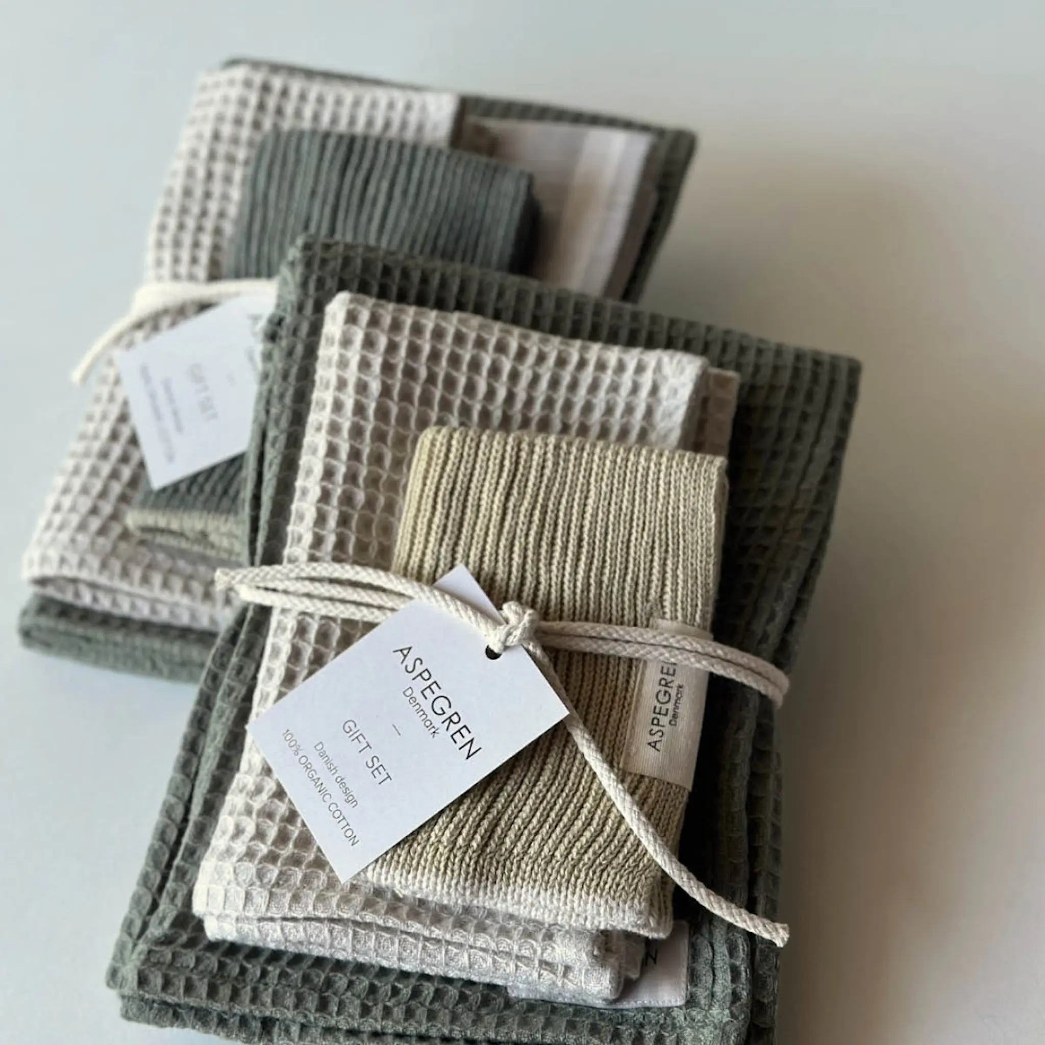 Aspegren Gåvoset 2 kökshanddukar & 2 disktrasor thyme