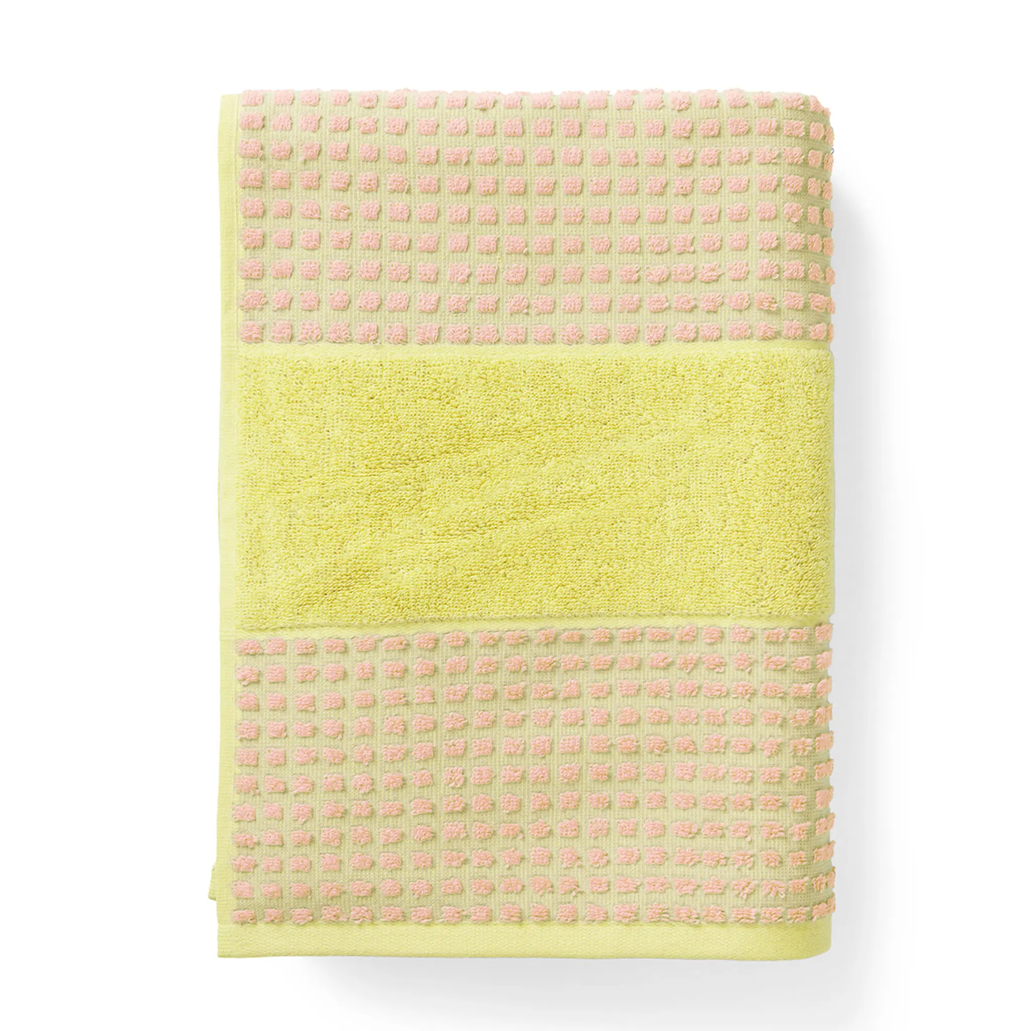 Juna Check handduk 70x140 cm gul/rosa