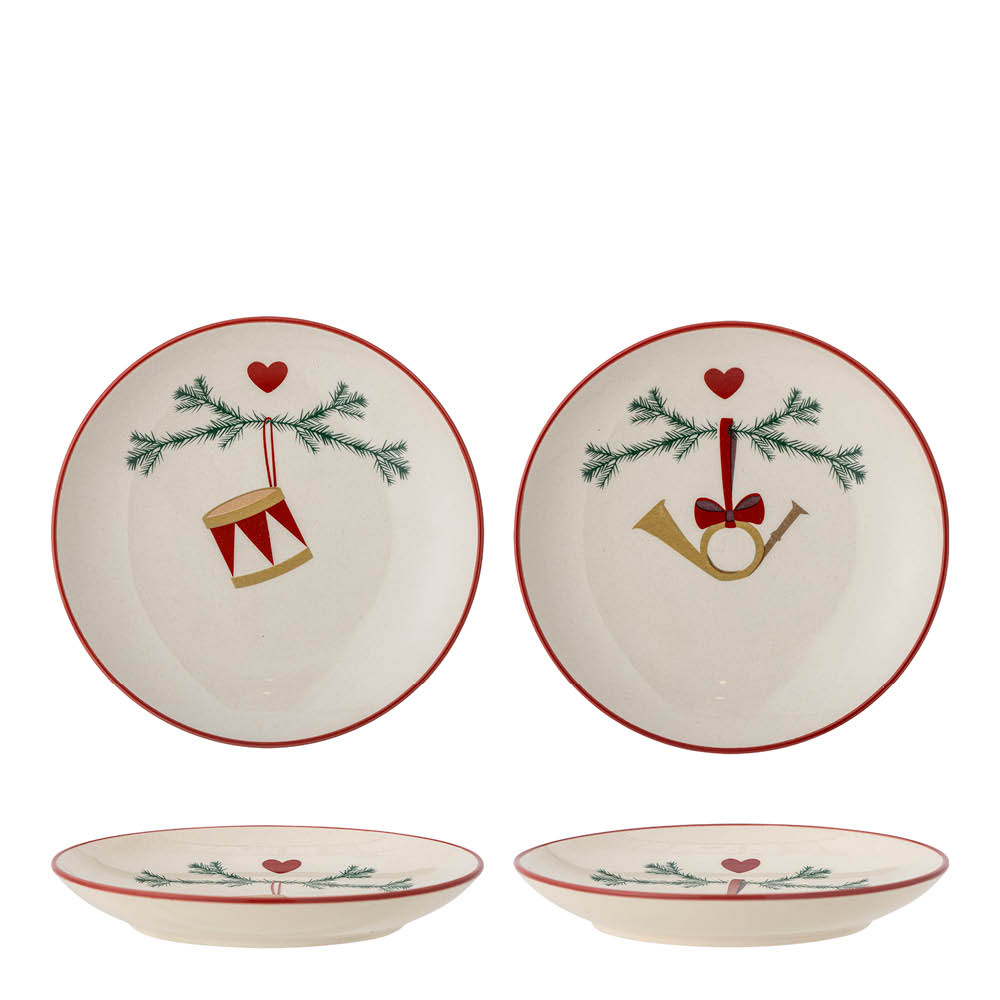 Bloomingville Yule assiett 16 cm 2-pack julmotiv