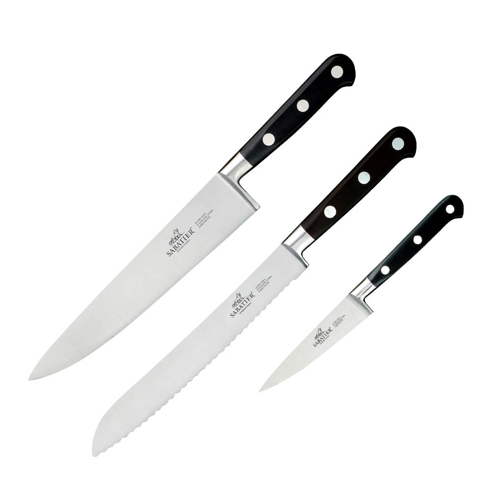 Sabatier Licorne knivset 3 delar stål/svart