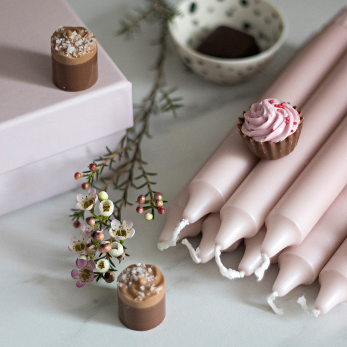 Liljeholmens Kruunukynttilä 20,7 cm 4 kpl Vaaleanpunainen