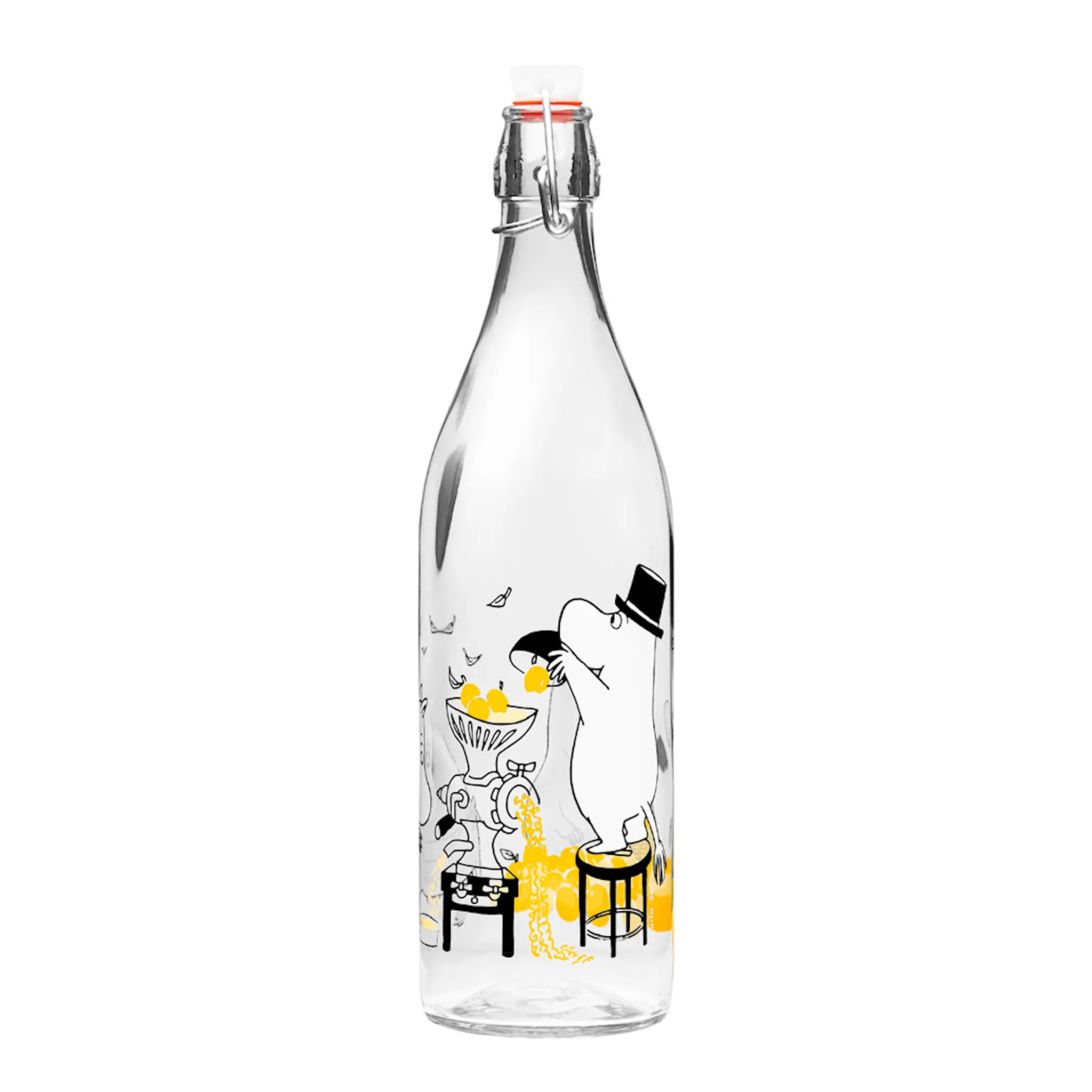Muurla Mumin Glasflaska Fruits 1 L Klar/Gul