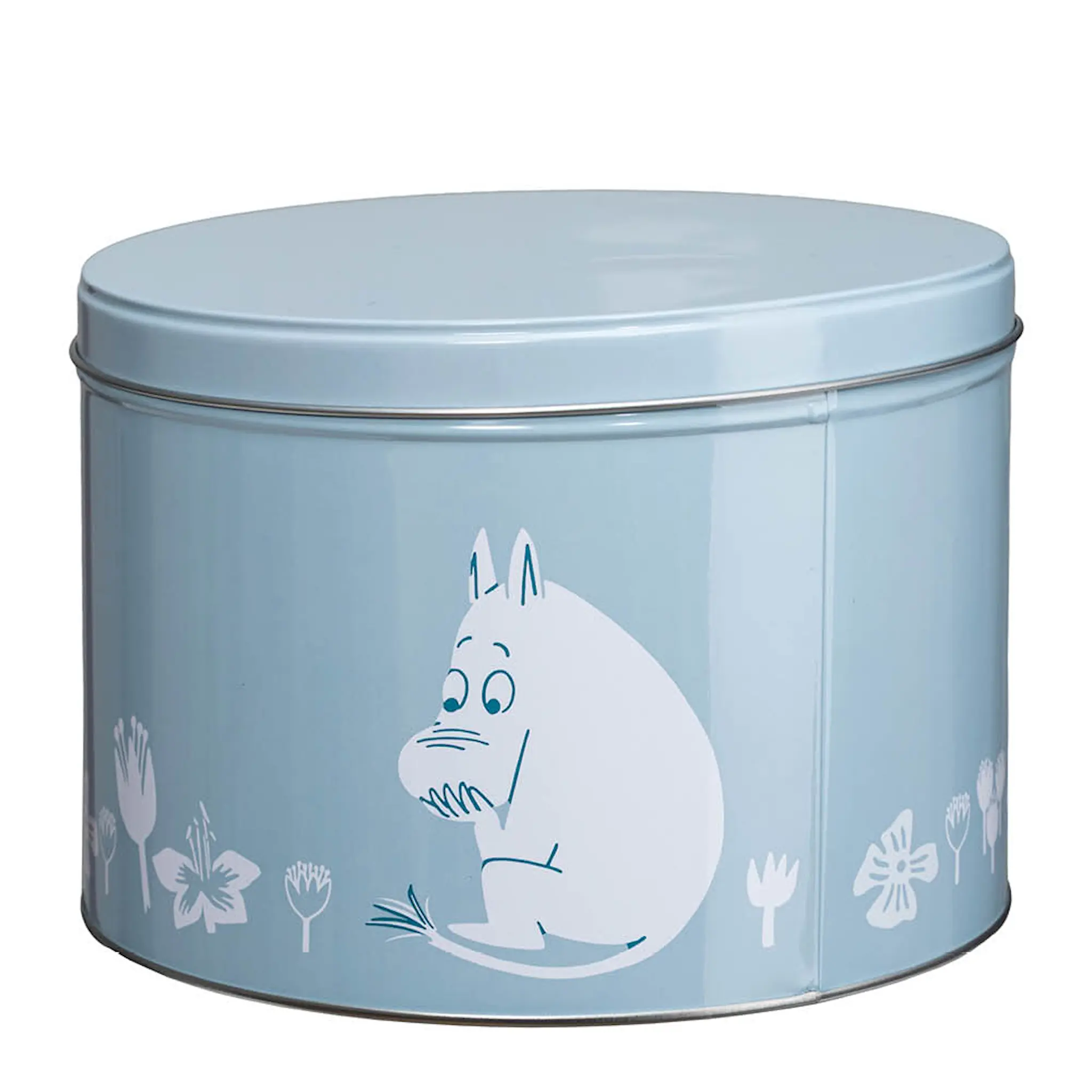 Martinex Mumin stapelbar plåtburk 1,5 L Mumintrollet blå