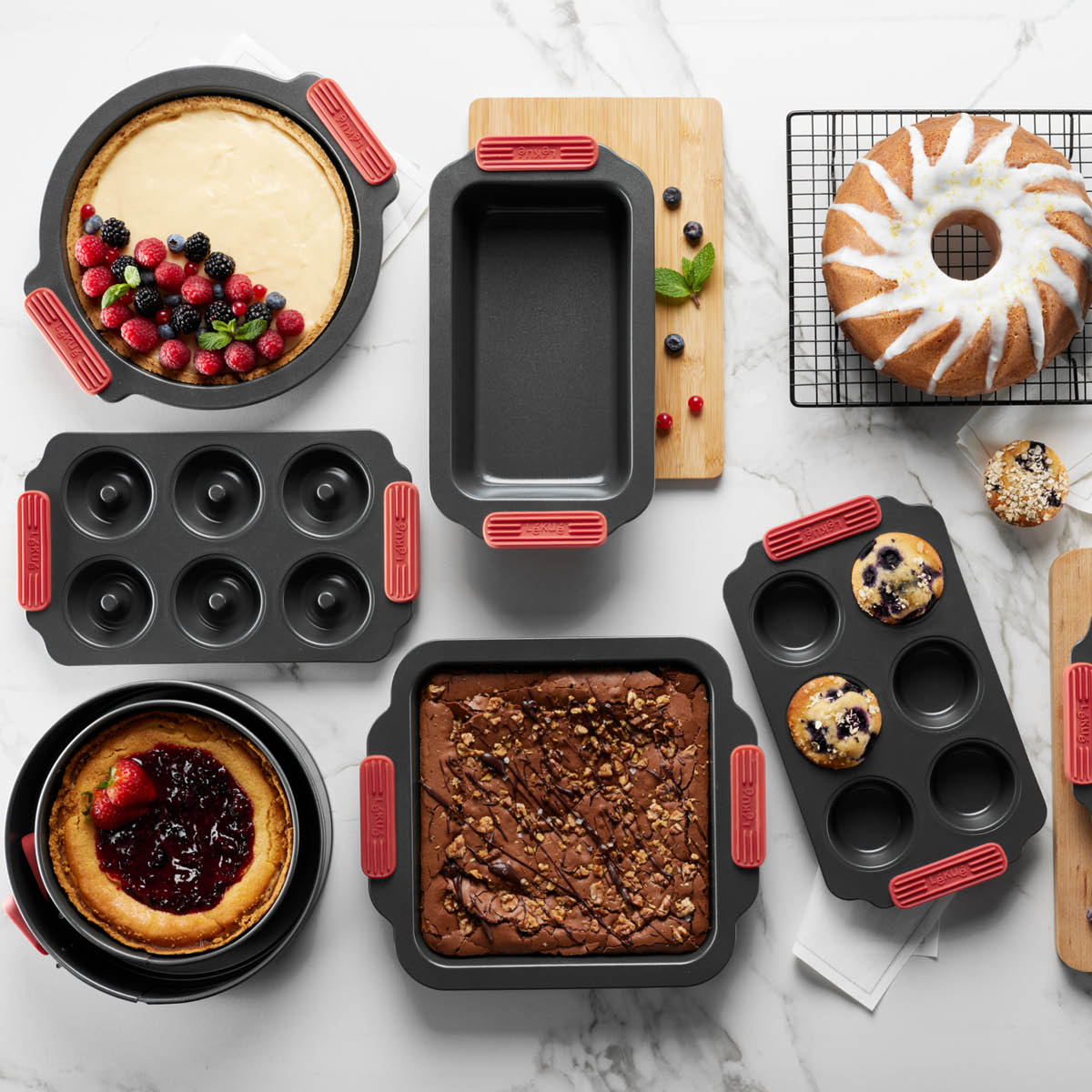 Lékué Bakform för donuts 6 hål 36x18 cm keramisk non-stick