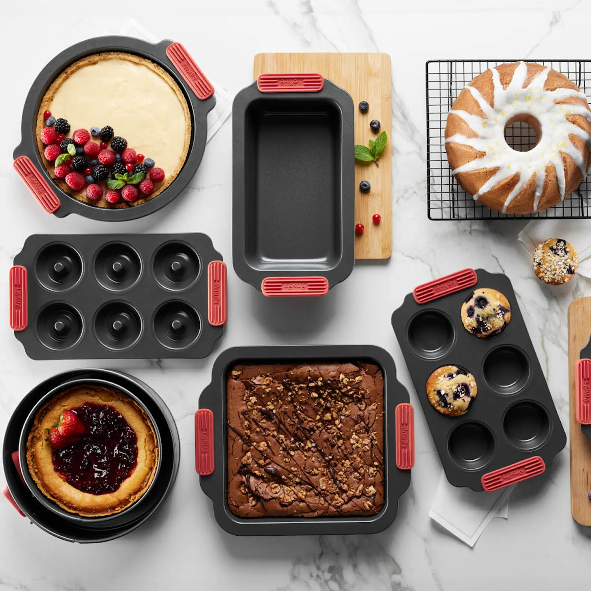 Lékué Bakform för donuts 6 hål 36x18 cm keramisk non-stick