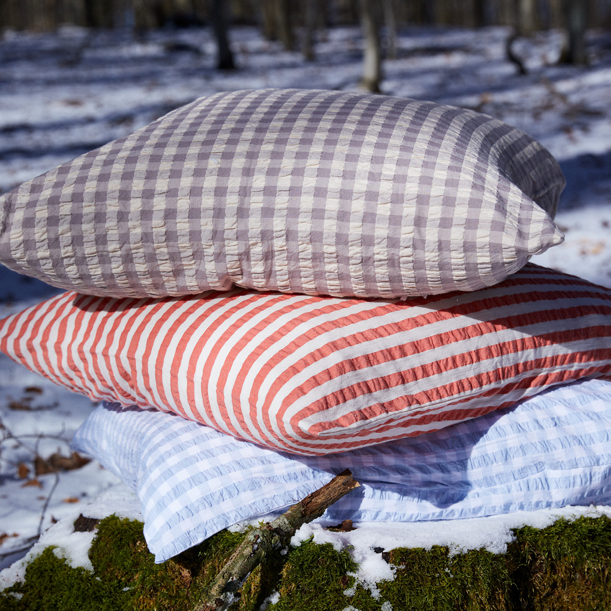 Juna Bæk&Bølge Lines putetrekk 70x50 cm chili/bjørk