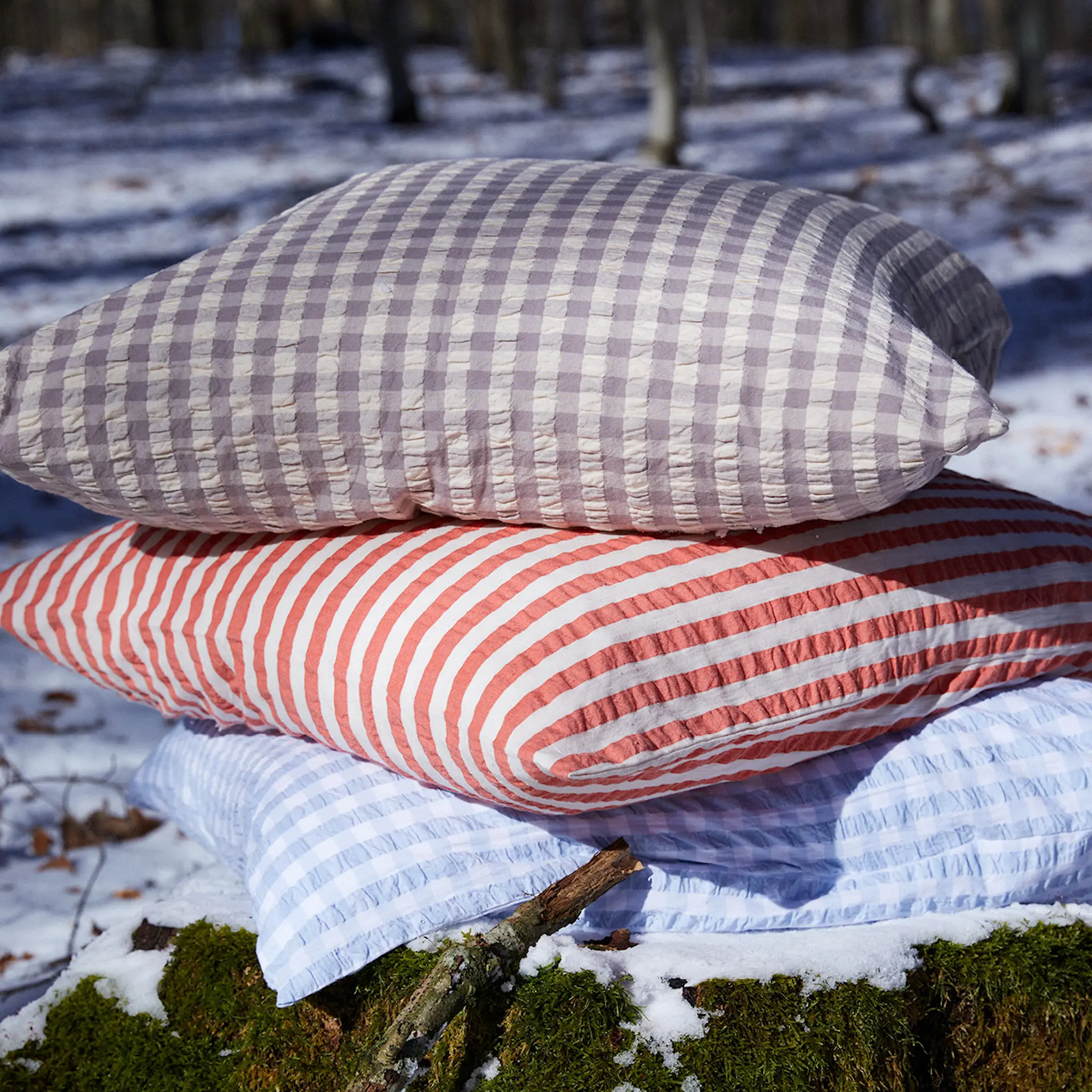 Juna Bæk&Bølge Lines putetrekk 70x50 cm chili/bjørk