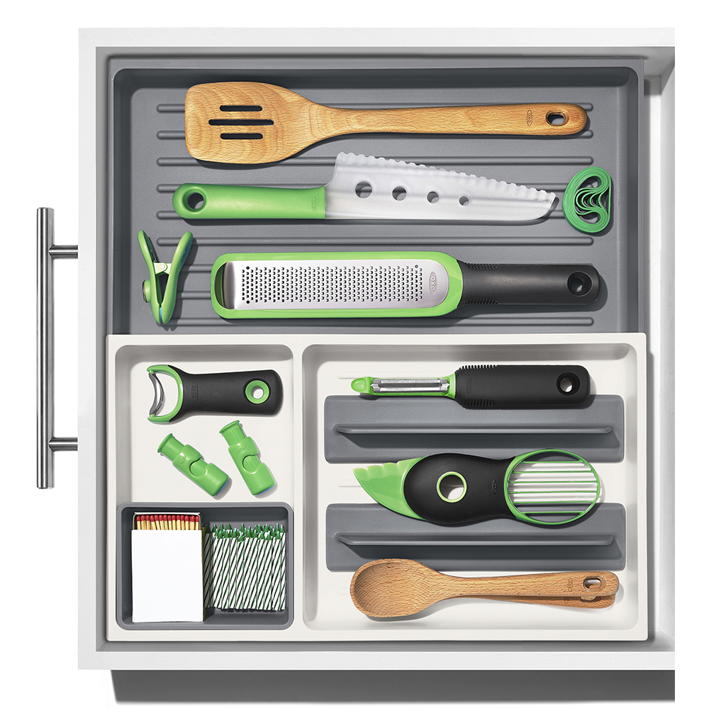 Oxo Lådindelare justerbar Grå/Vit