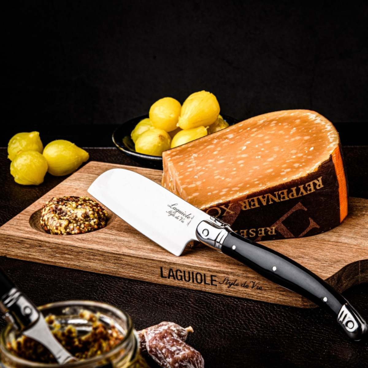 Laguiole Style de Vie Skjærebrett/ostekniv santoku 2 stk svart