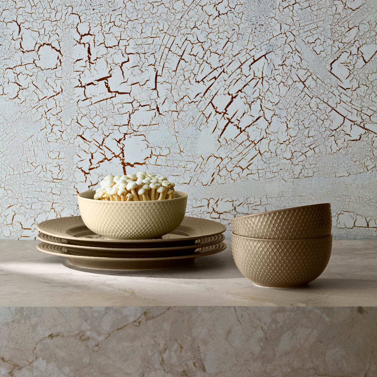 Lyngby Porcelæn Rhombe Earth middagstallerken 27 cm clay