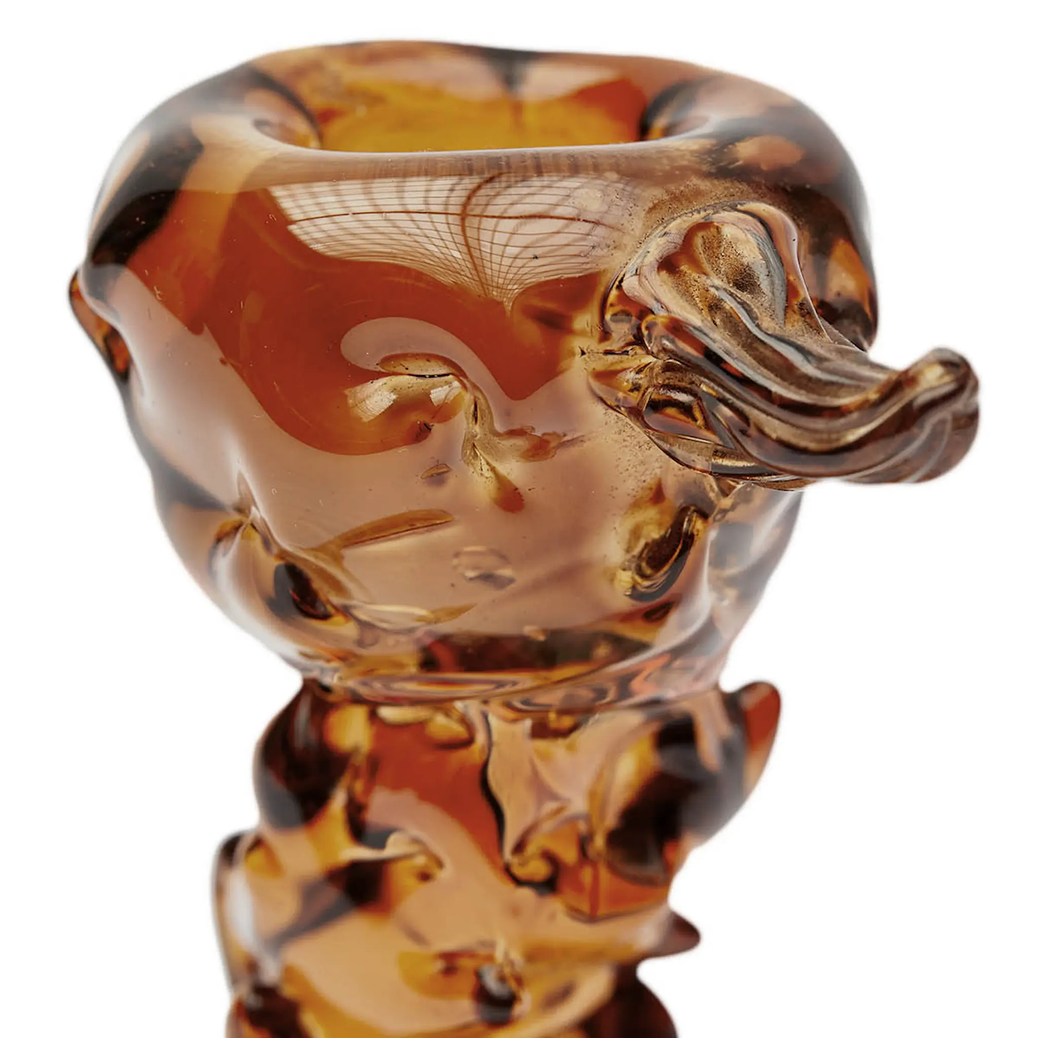 Pols Potten Drip ljusstake i glas S 14 cm mörkbrun
