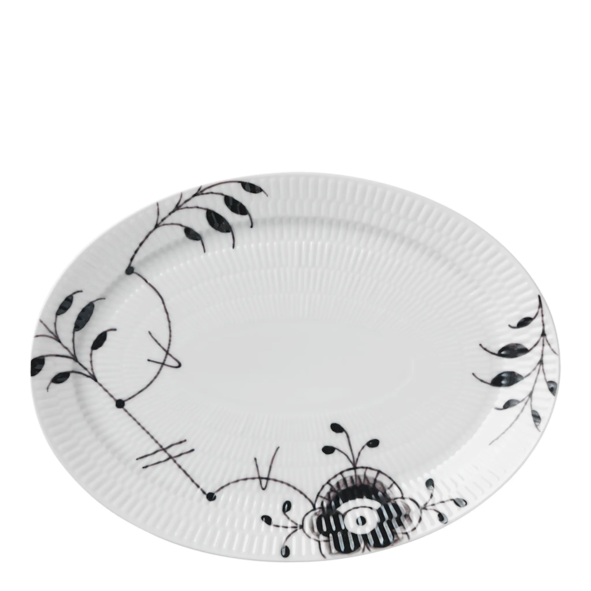 Royal Copenhagen Black Fluted Mega Tallrik Oval 28 cm