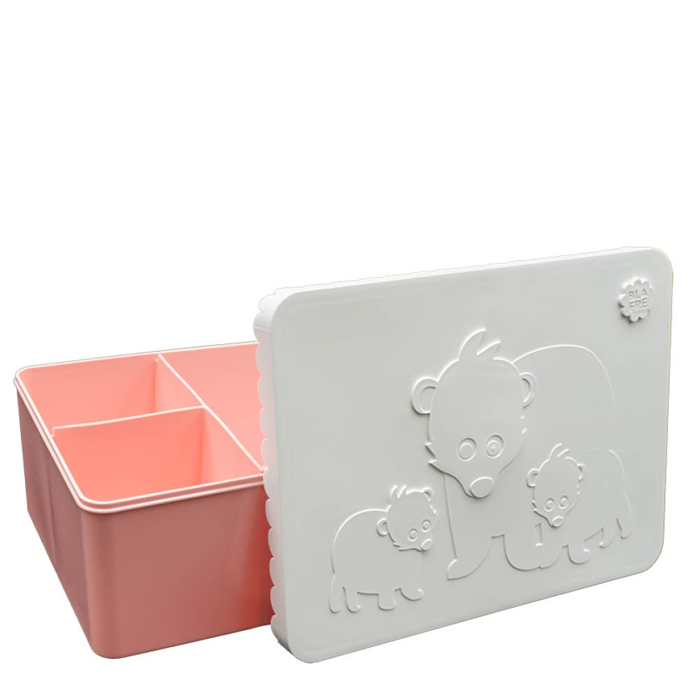 Blafre Björn matlåda plast tre fack 14x19 cm vit/rosa