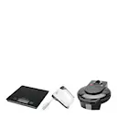 Bakset våffeljärn, elvisp och köksvåg svart/vit