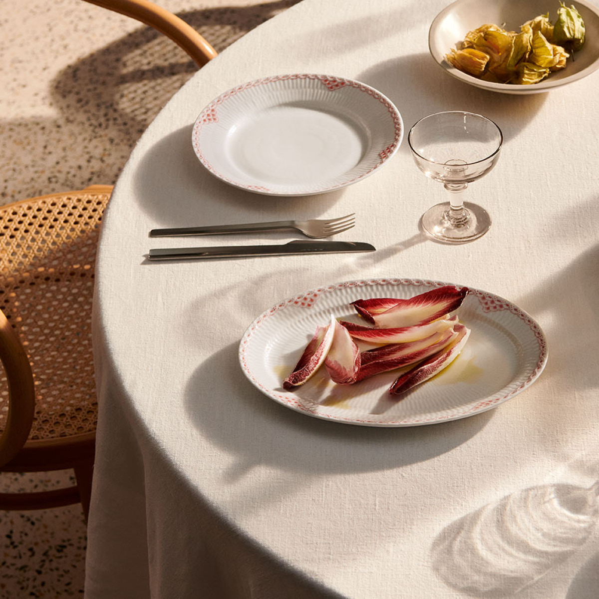 Royal Copenhagen Coral Lace Tallrik Oval 28 cm Korall/Vit