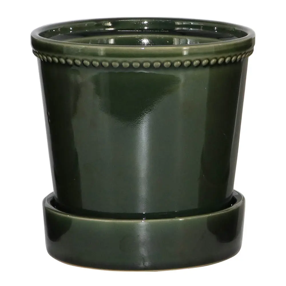 Karmen krukke med skål 17 cm forest green