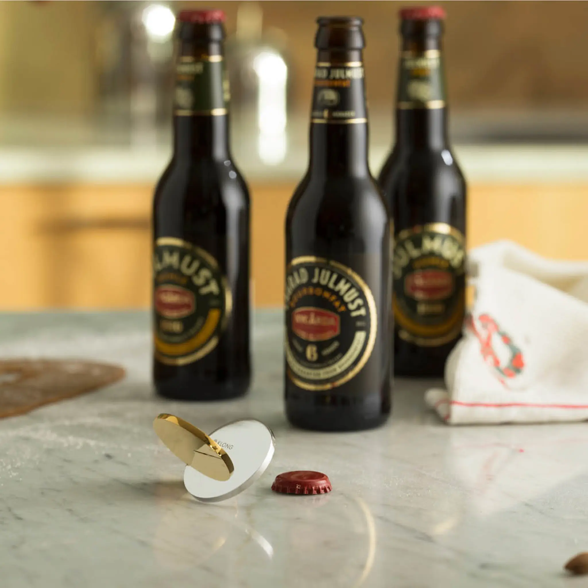 Klong Otto flaskeåpner 5x7,5 cm messing/rustfri