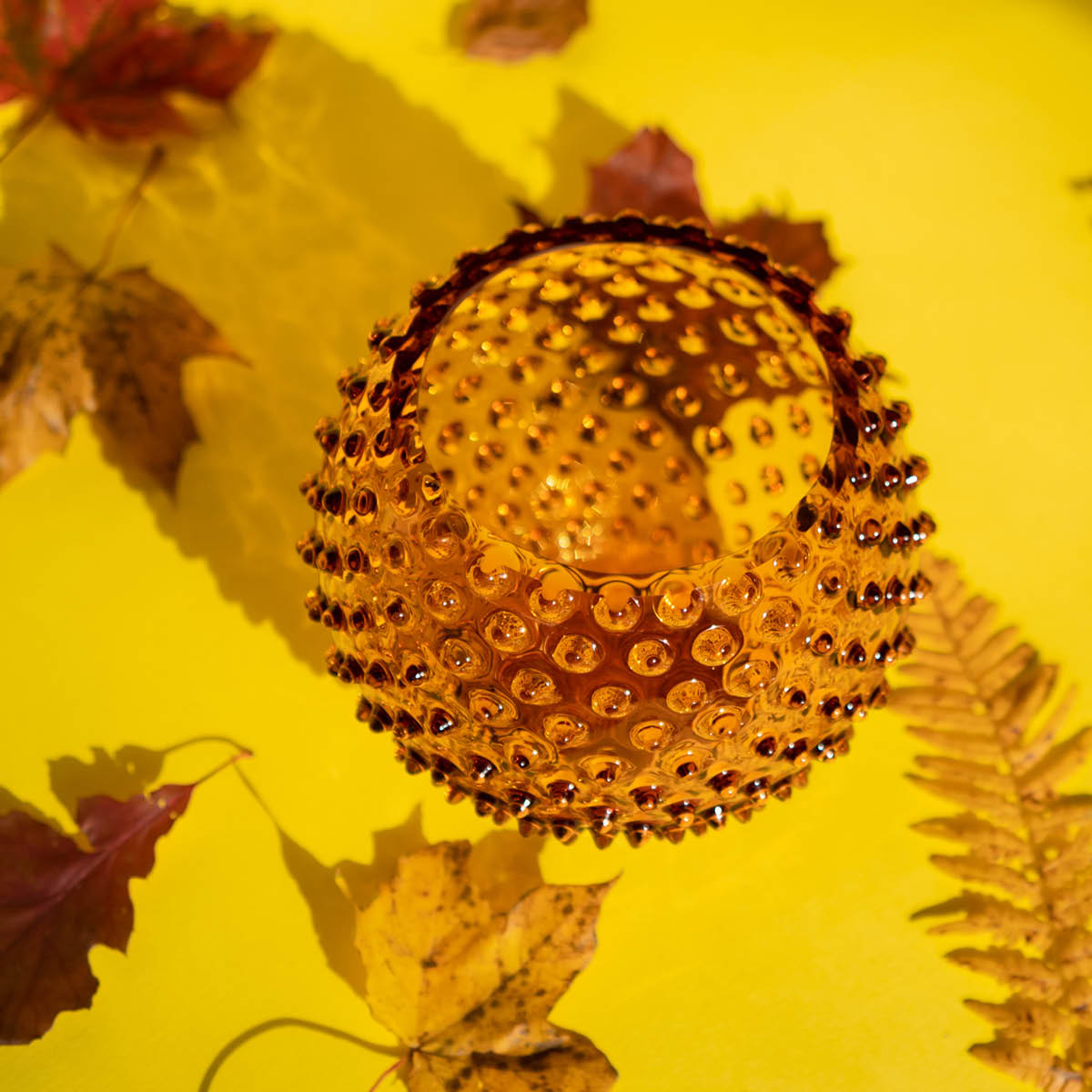 Klimchi Hobnail vase 18 cm amber