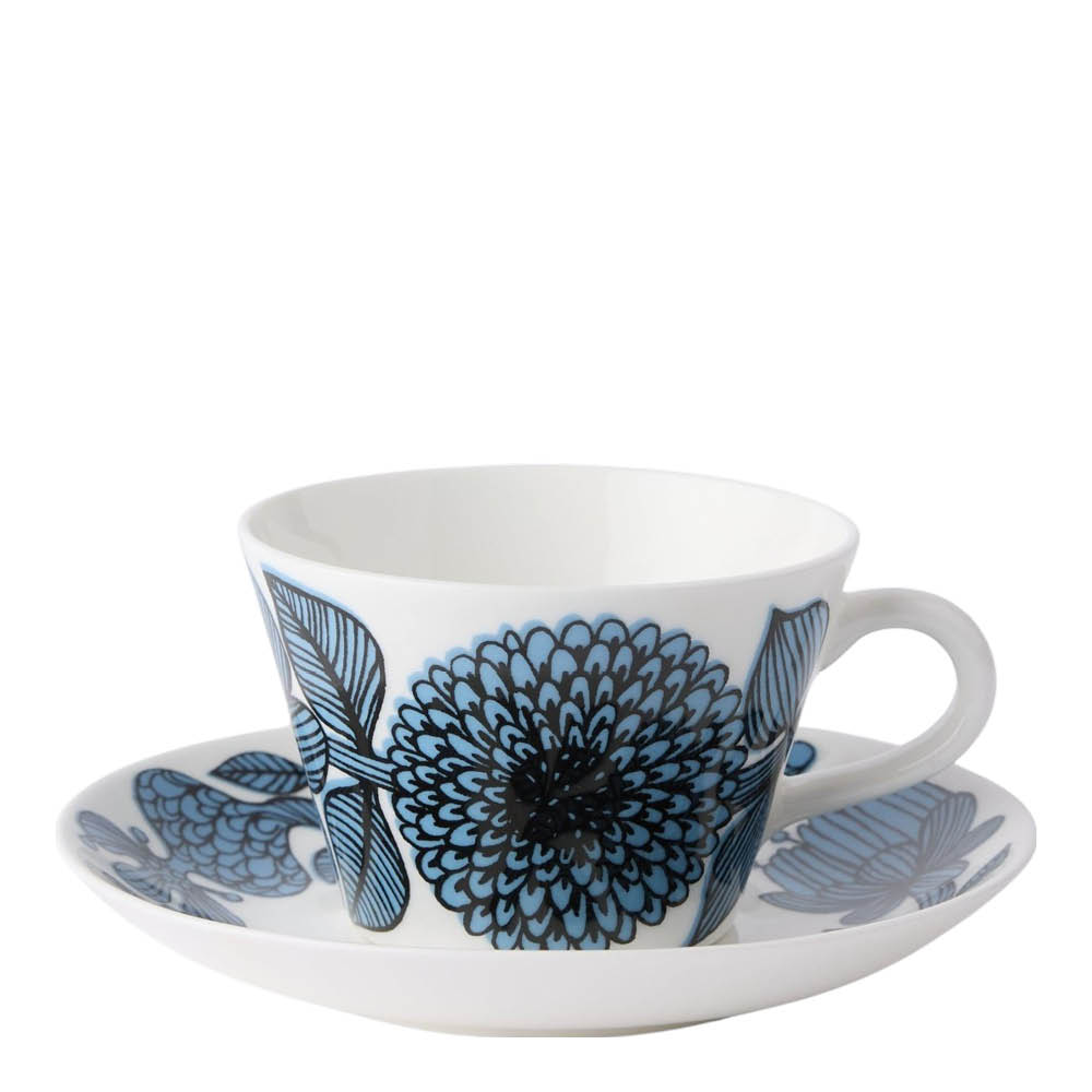 Gustafsberg Aster Blå kaffekopp med skål 15 cl