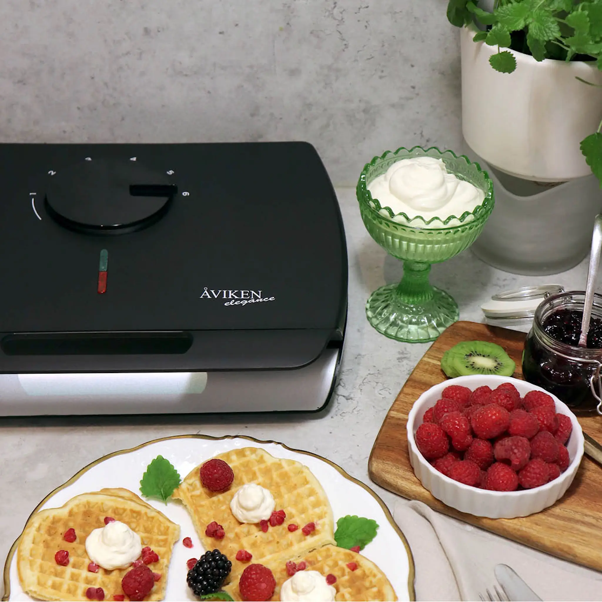Åviken Elegance dubbelt våffeljärn 910 1600W svart