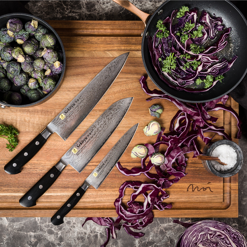 Sekiryu Damask grønnsakskniv 15 cm svart
