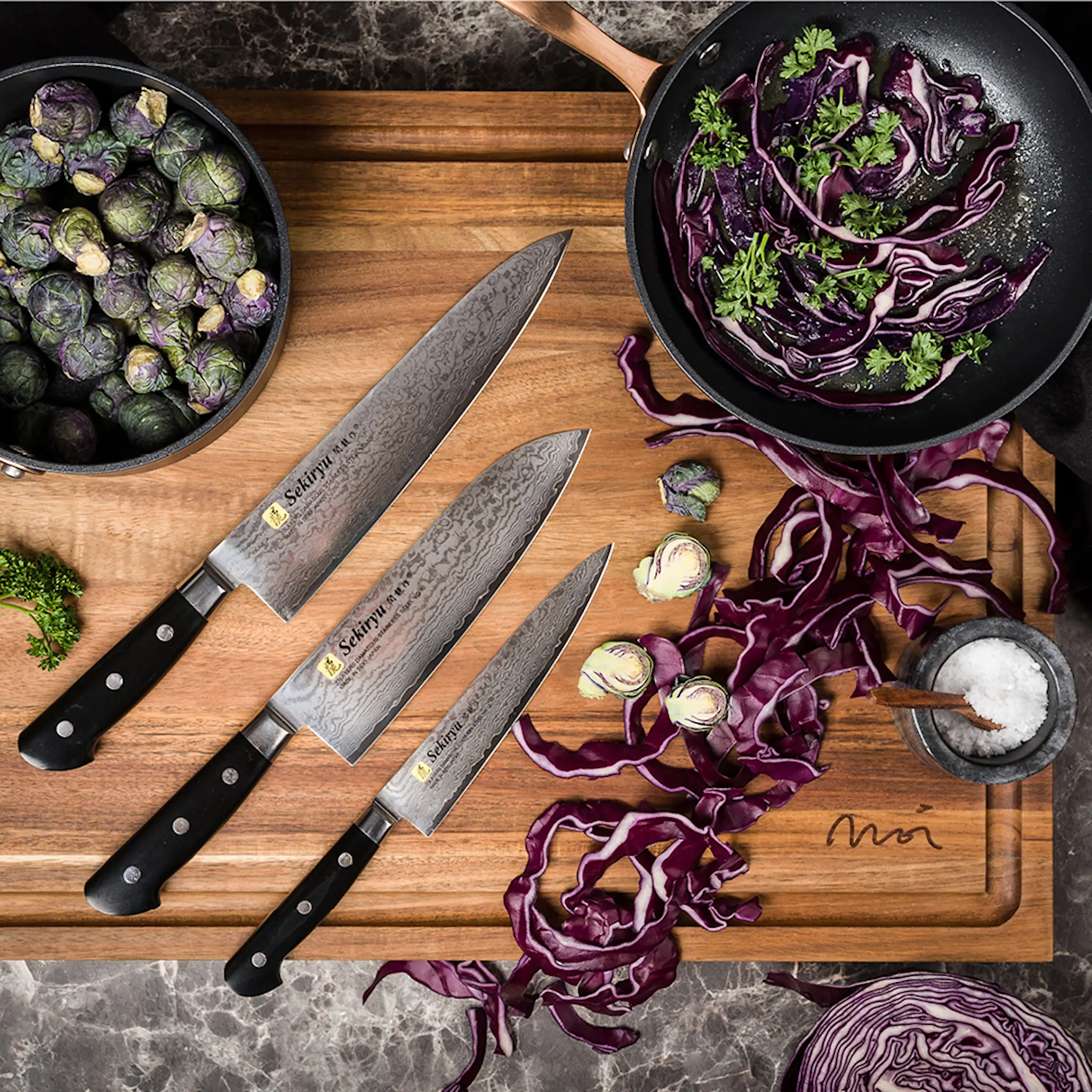 Sekiryu Damask grönsakskniv 15 cm svart