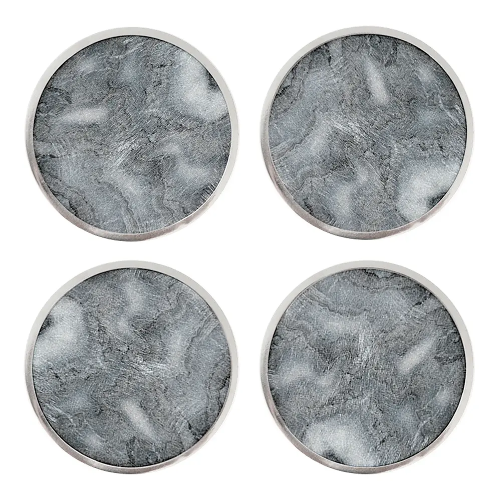 Lasinalunen Marmori 4 kpl Harmaa/Nikkelöity Messinki