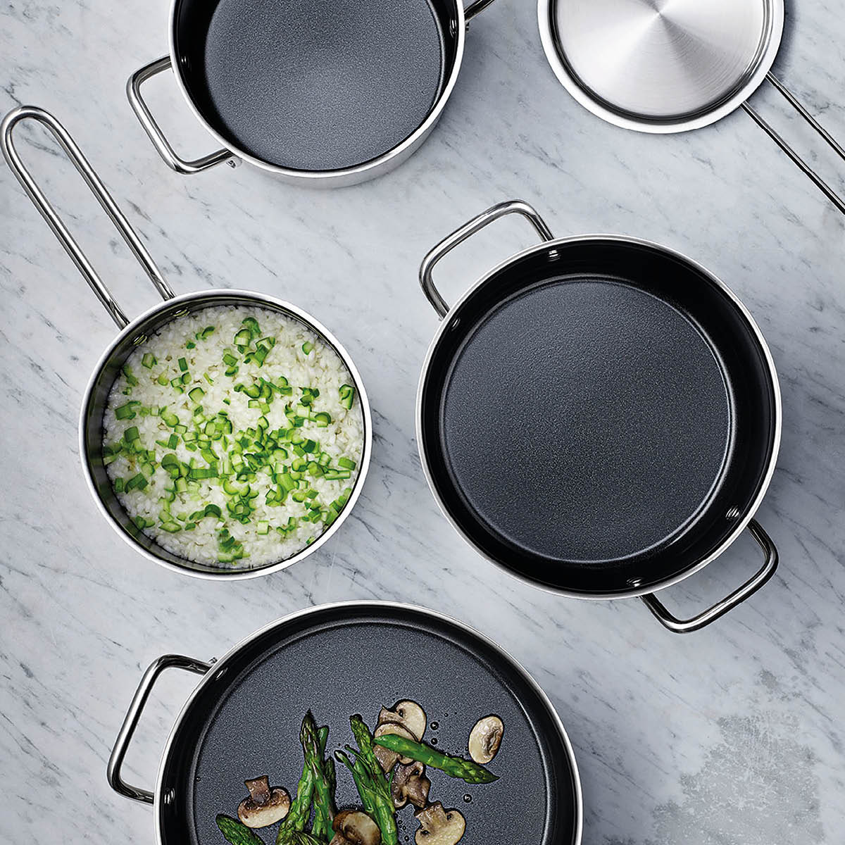 Eva Trio Stainless Steel grytset 3 delar keramisk Slip-Let® beläggning