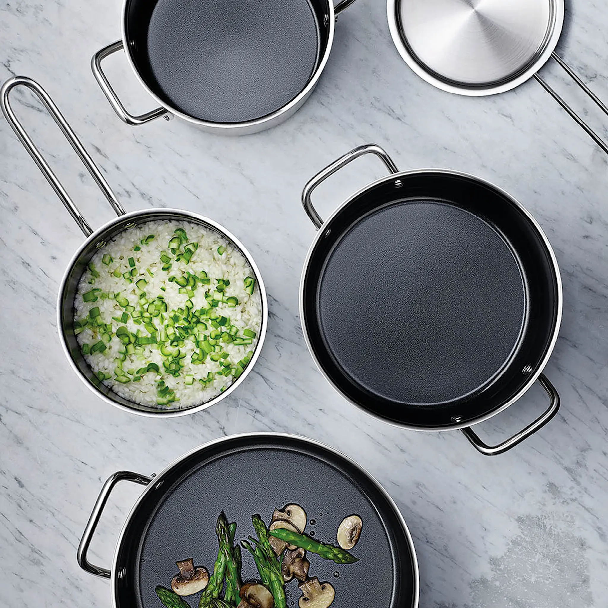 Eva Trio Stainless Steel gryteset 3 delar keramisk Slip-Let® beläggning
