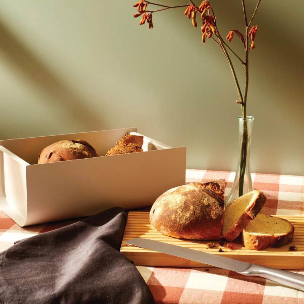 Alessi Mattina Leipälaatikko 34x21 cm Vaaleanharmaa/Bambu