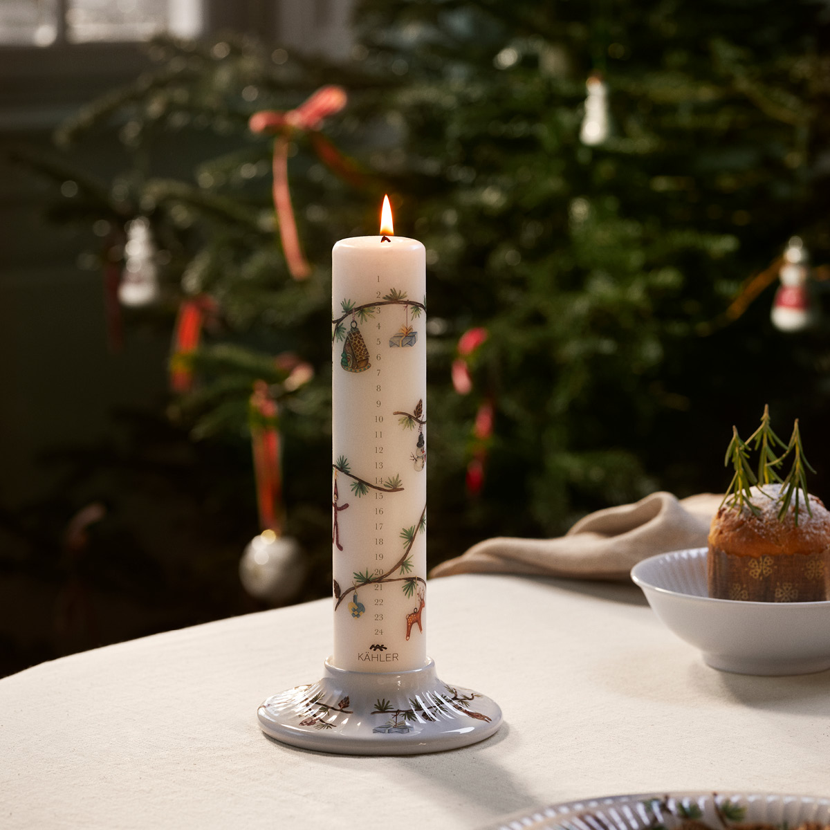 Kähler Hammershøi Christmas kalenderlys 2024 25 cm hvit