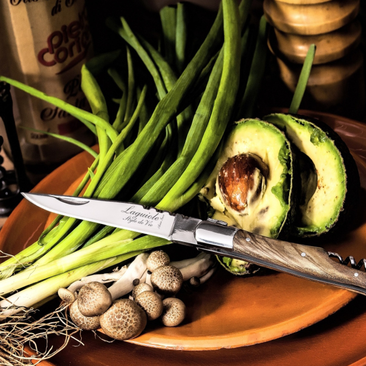 Laguiole Style de Vie Lommekniv med korketrekker olive