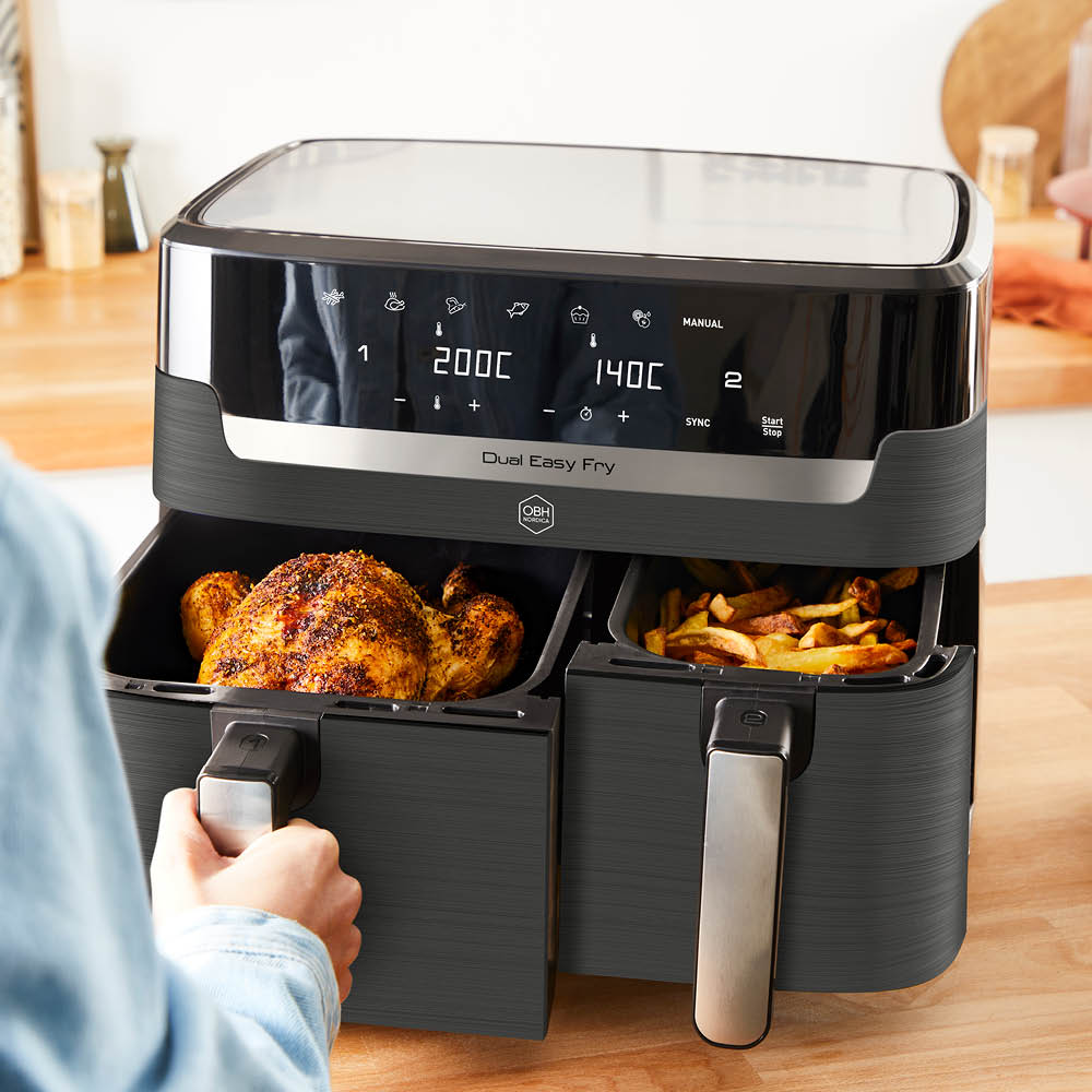 OBH Nordica Dual Easy Fry & Grill Airfryer 5,2/3,1 L Coal grey