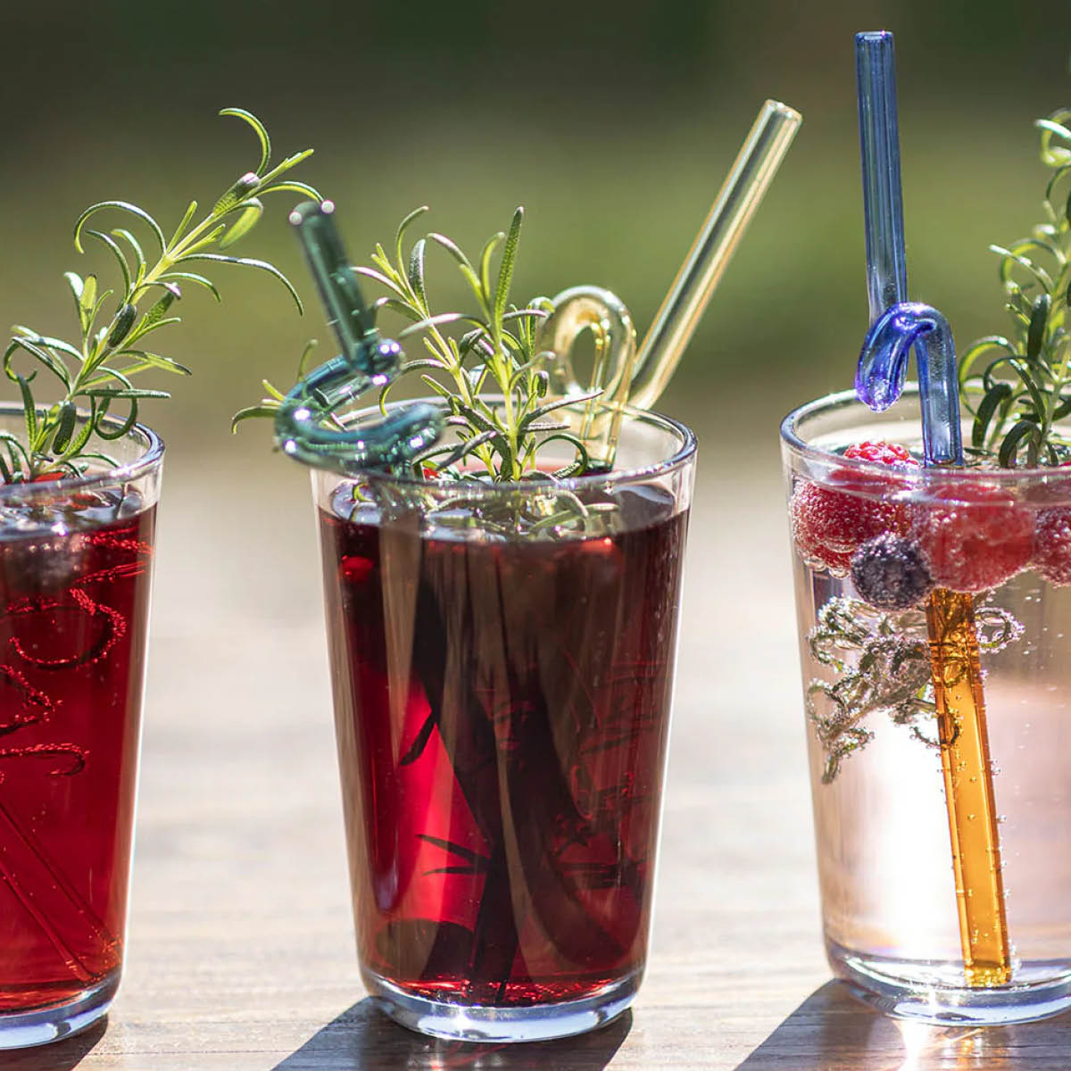 Tranquillo Rainbow sugrör i glas 19 cm 2-pack blå