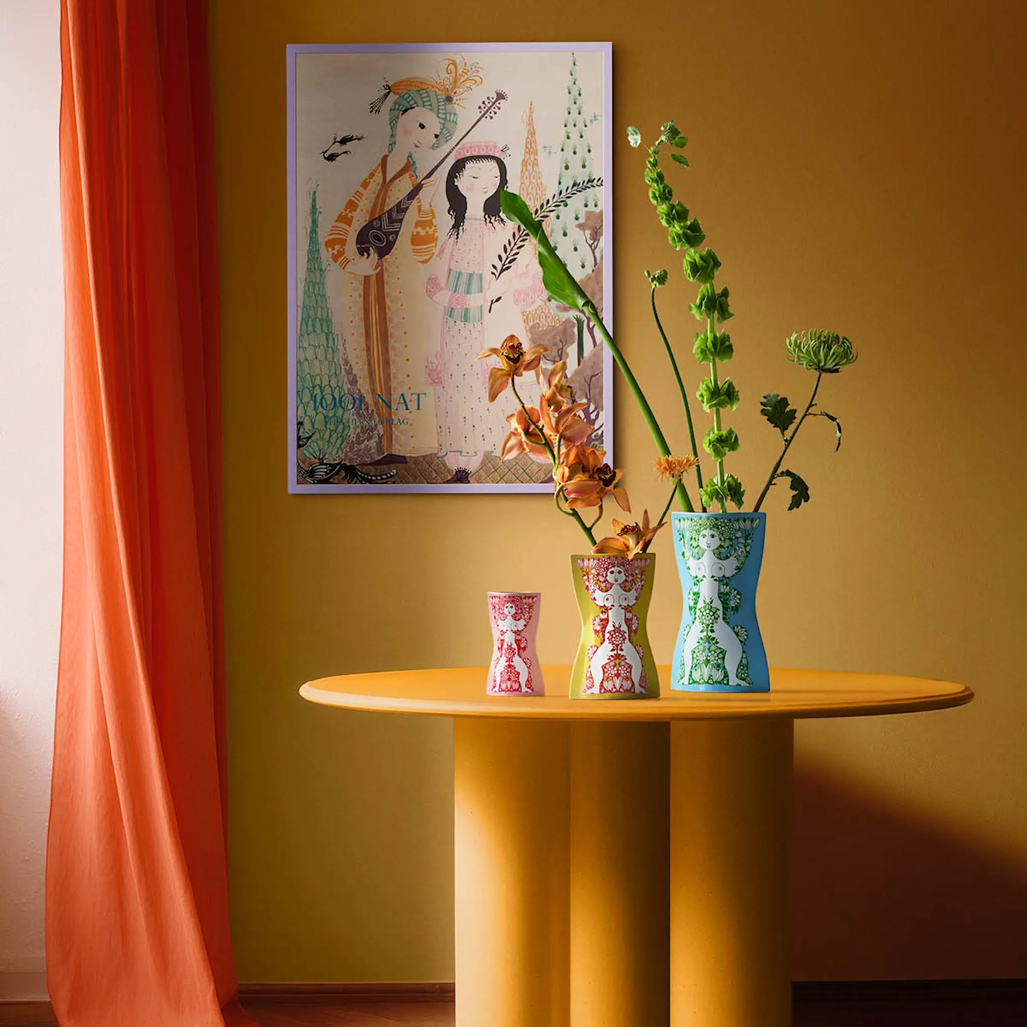 Bjørn Wiinblad Nina Maljakko 22 cm Keltainen/Vaaleanpunainen