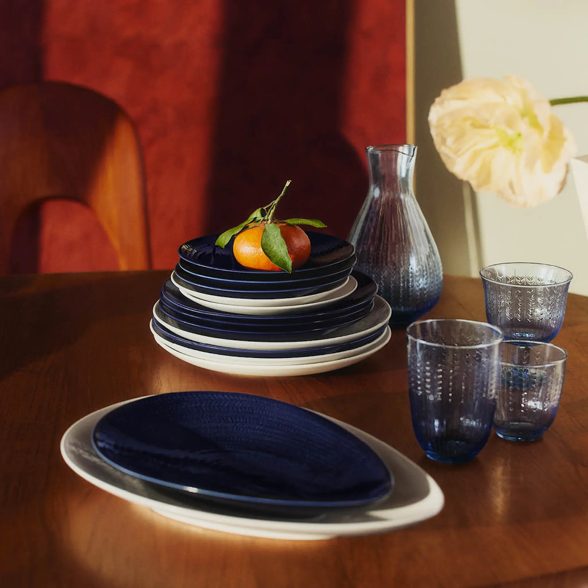 Rörstrand Swedish Grace glass m/stett 25 cl 2 stk blå